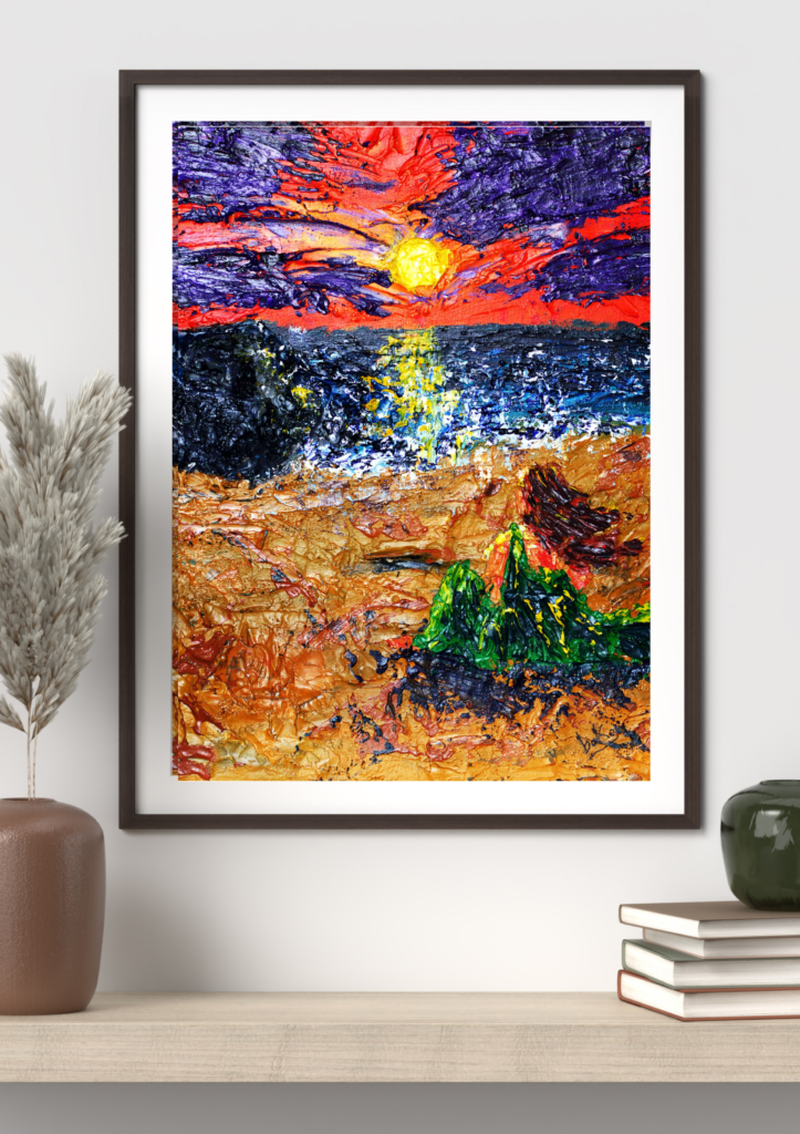 Impressão fine art 40x50cm com margem de 4cm em parece com fundo neutro